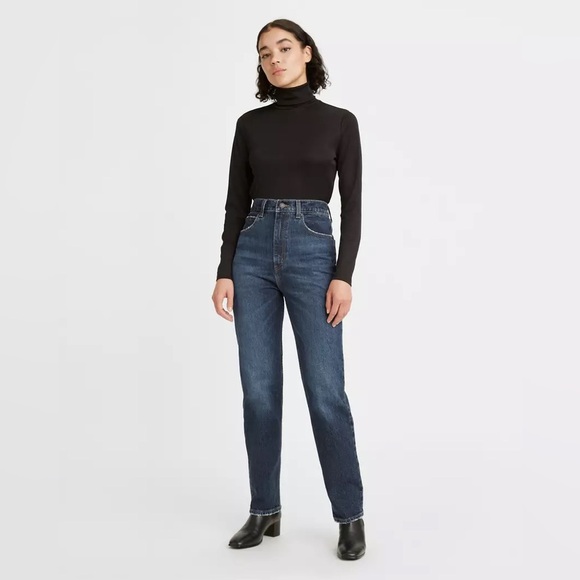 Levi's Premium 70'S High Rise Slim Straight Women’s Jeans Dark Wash Zip Fly 26 - Picture 4 of 11